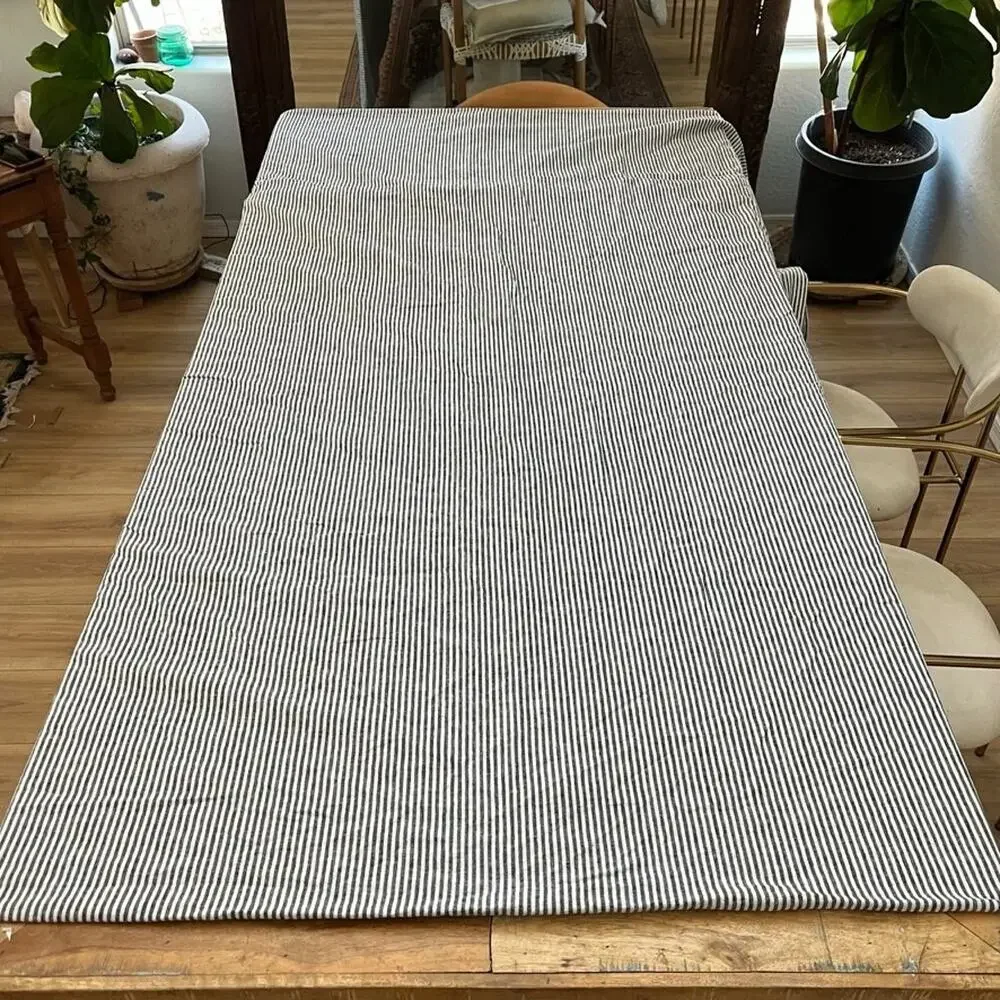 Pottery Barn Wheaton Striped Linen Cotton King Duvet Cover Chambray